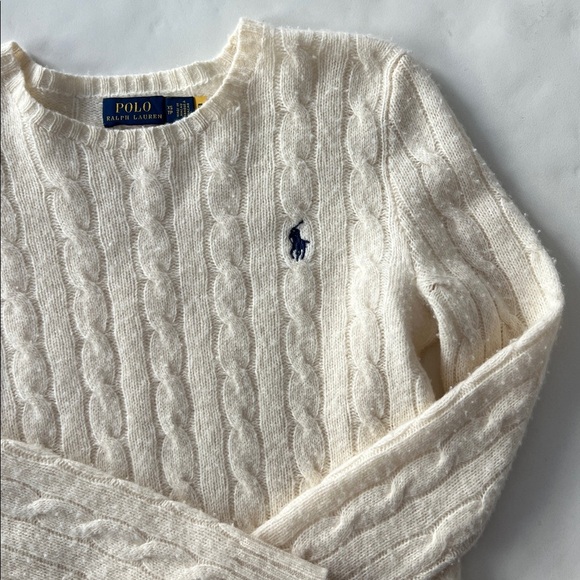 POLO Ralph Lauren Cable Knit Wool Cashmere Cream Crewneck Sweater XS $248 - Picture 6 of 9
